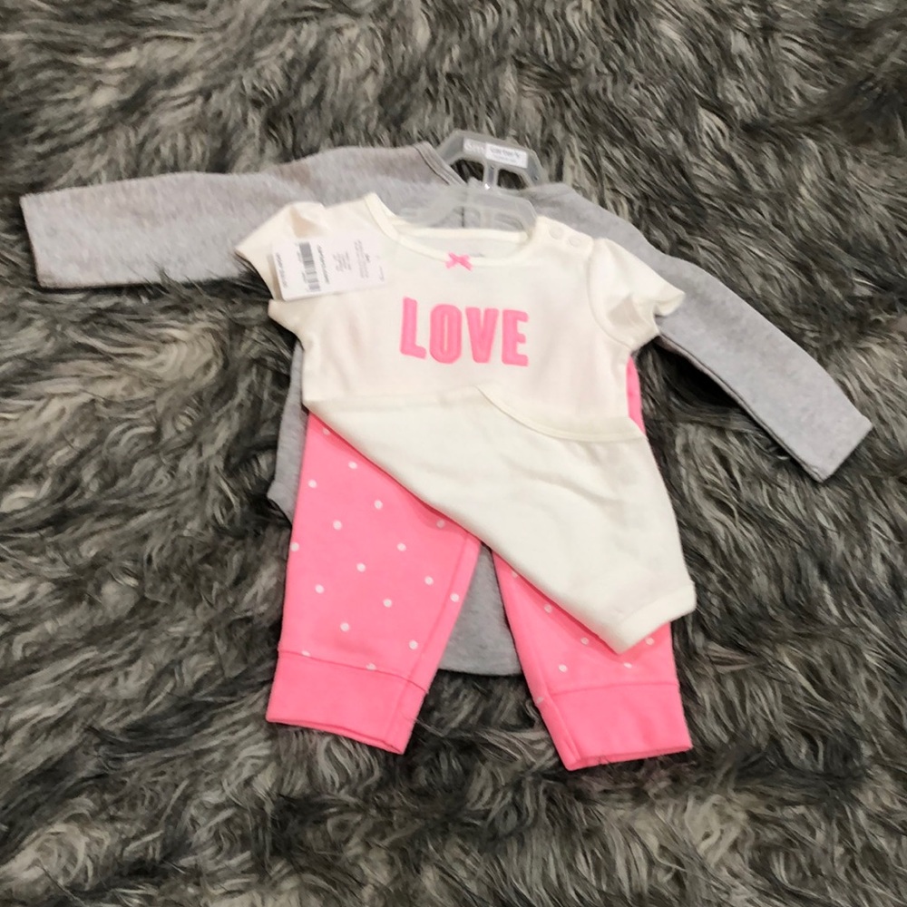 Pink and White Baby Outfit with Love Print